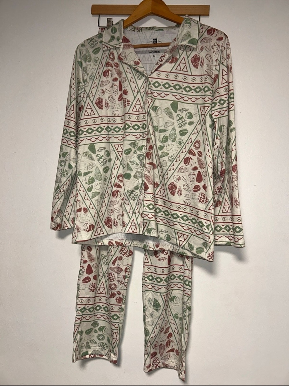 Lexbreezy Tribal Shell Pajama Set Long Sleeve Top Pants M
